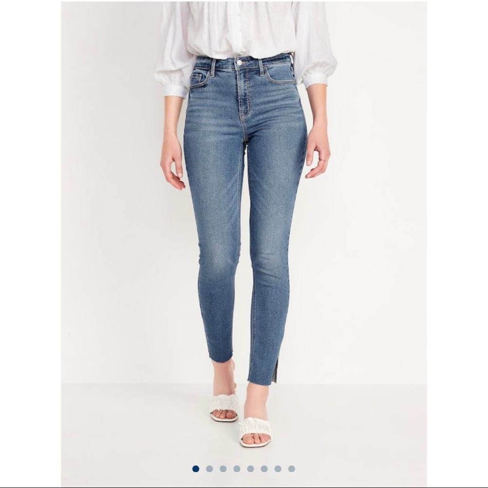 Old Navy High-Waisted Rockstar Super-Skinny Side-Slit Cut-Off Ankle Jeans 16 Reg